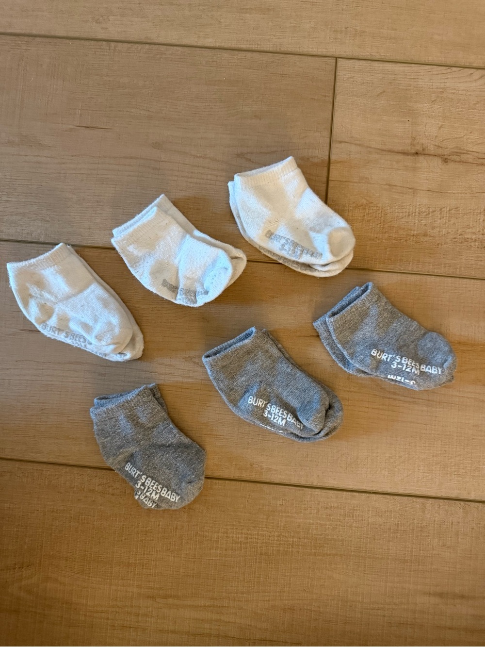 Burt's Bees Baby Organic Cotton Ankle Socks 6 Pack White & Gray